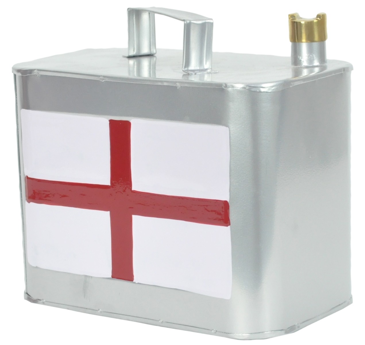 St George Flag England Silver Oil Can Small 26cm